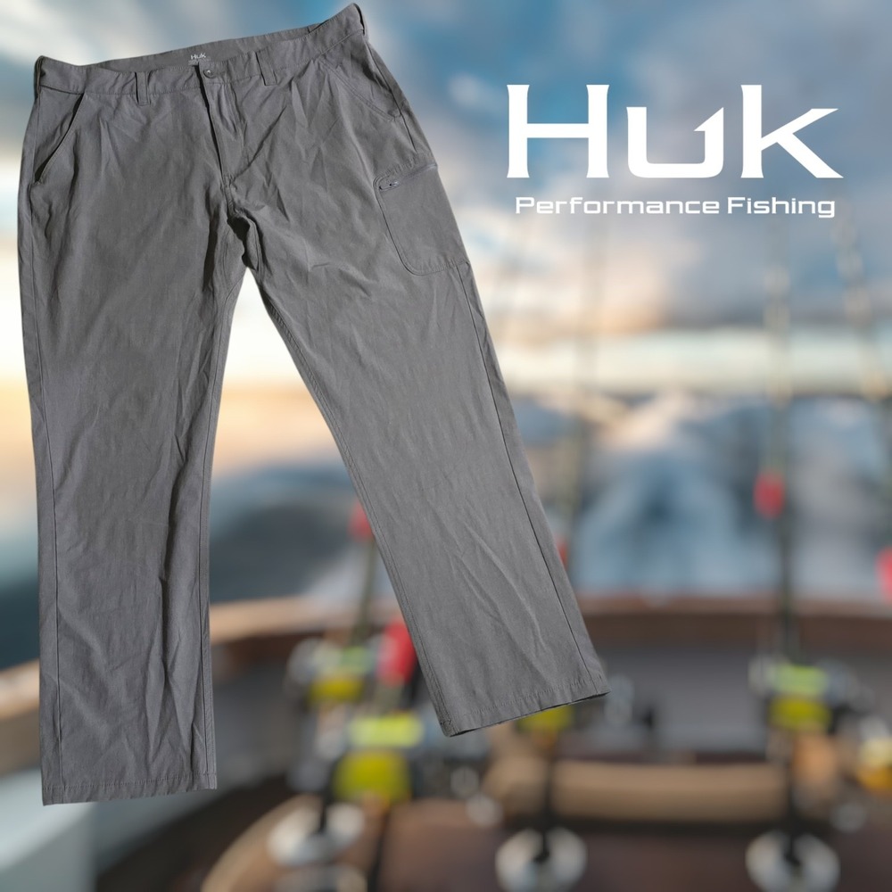 Huk Mens Next Level NXTLVL Performance Fishing Utility Pants Grey XXL‎ (41x32)